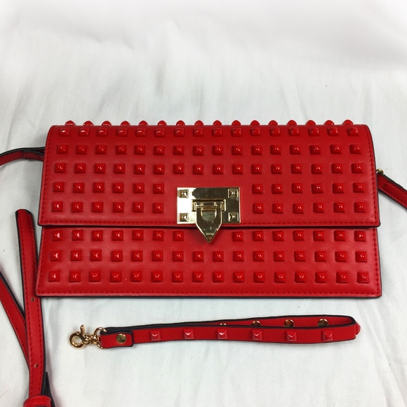 Slimfit Italy Handbags - Slimfit Italy Clutch/Purse - Red, Studded.